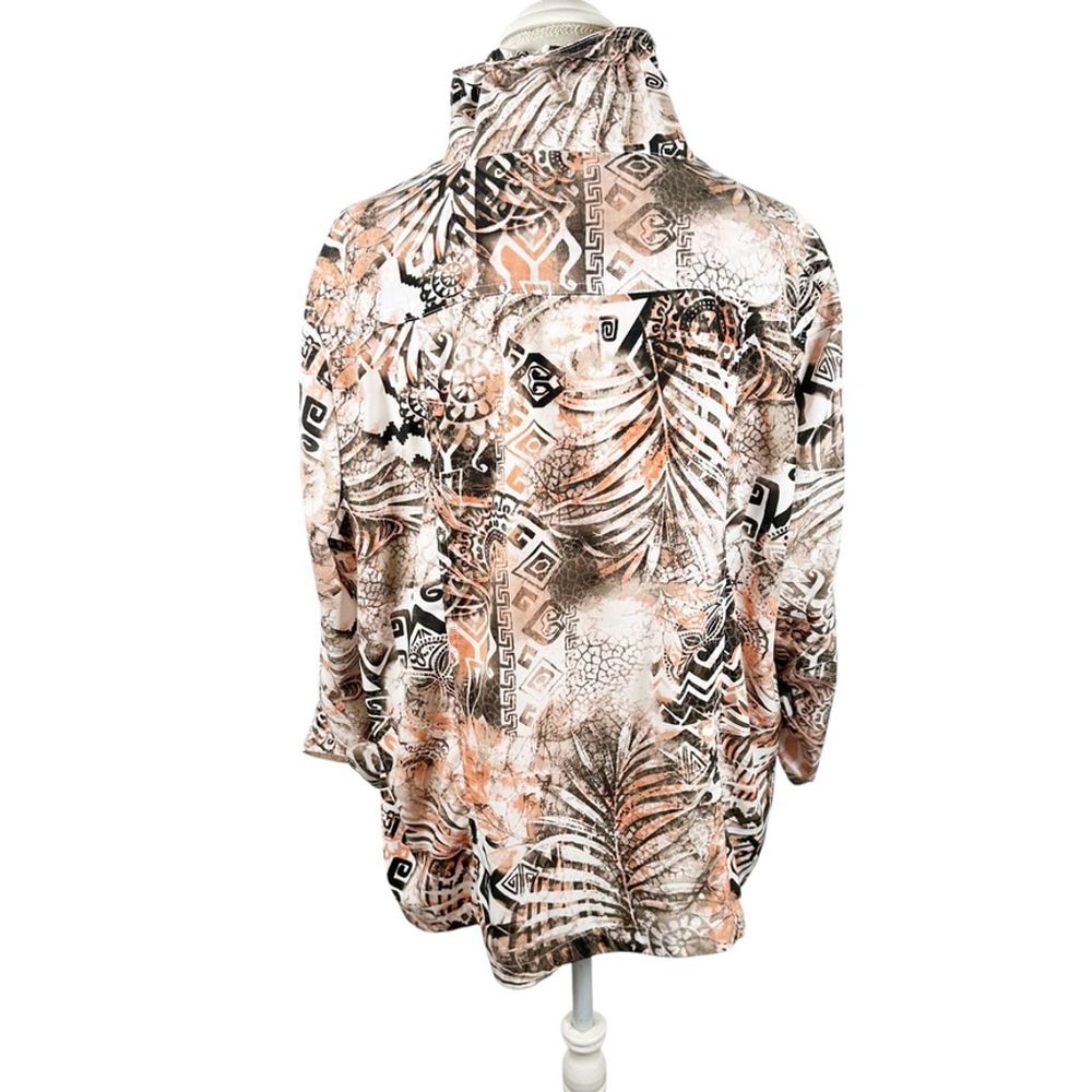 Chicos Tropical Aztec Snap Up Jacket Toggle Neck Artsy Beachy Top Size 3 = XL - Picture 5 of 11